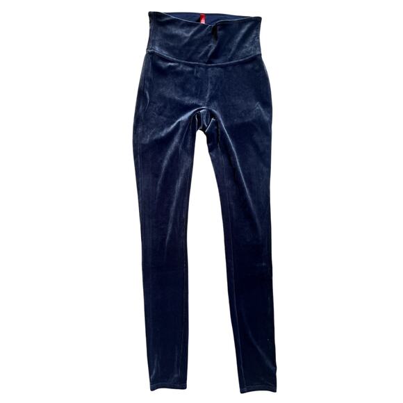 Spanx Velvet Velour Stretchy Leggings Blue Gray Grey Size Small NWOT - Picture 2 of 7